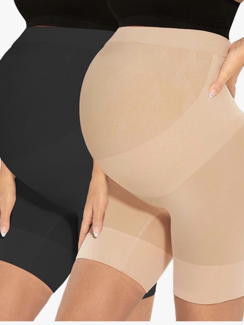 Maternity Seamless Support Shorts - Black & Nude